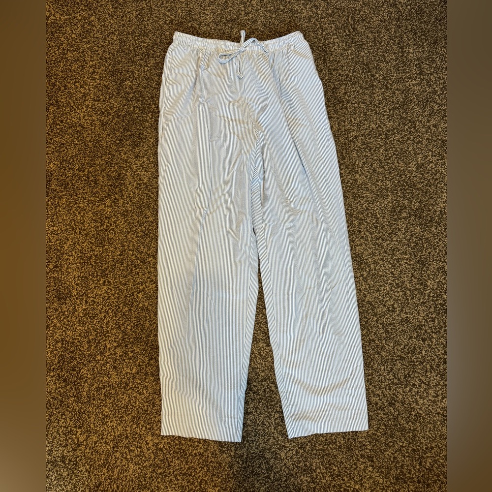 ALFRED DUNNER BLUE AND WHITE STRIPPED COTTON BLEND PANTS